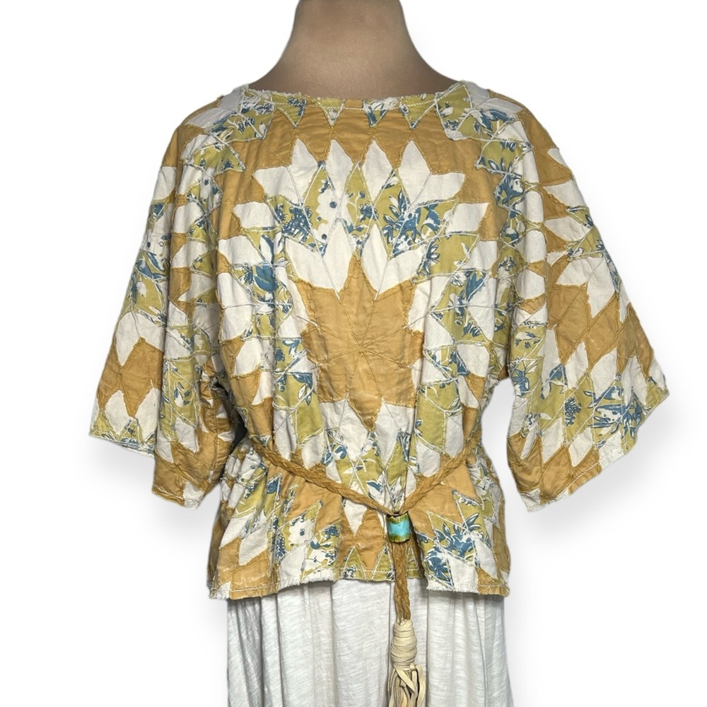 Magnolia Pearl 1070 Matilda Marisol Top yellow cream quilted sunburst osfm - Picture 10 of 11